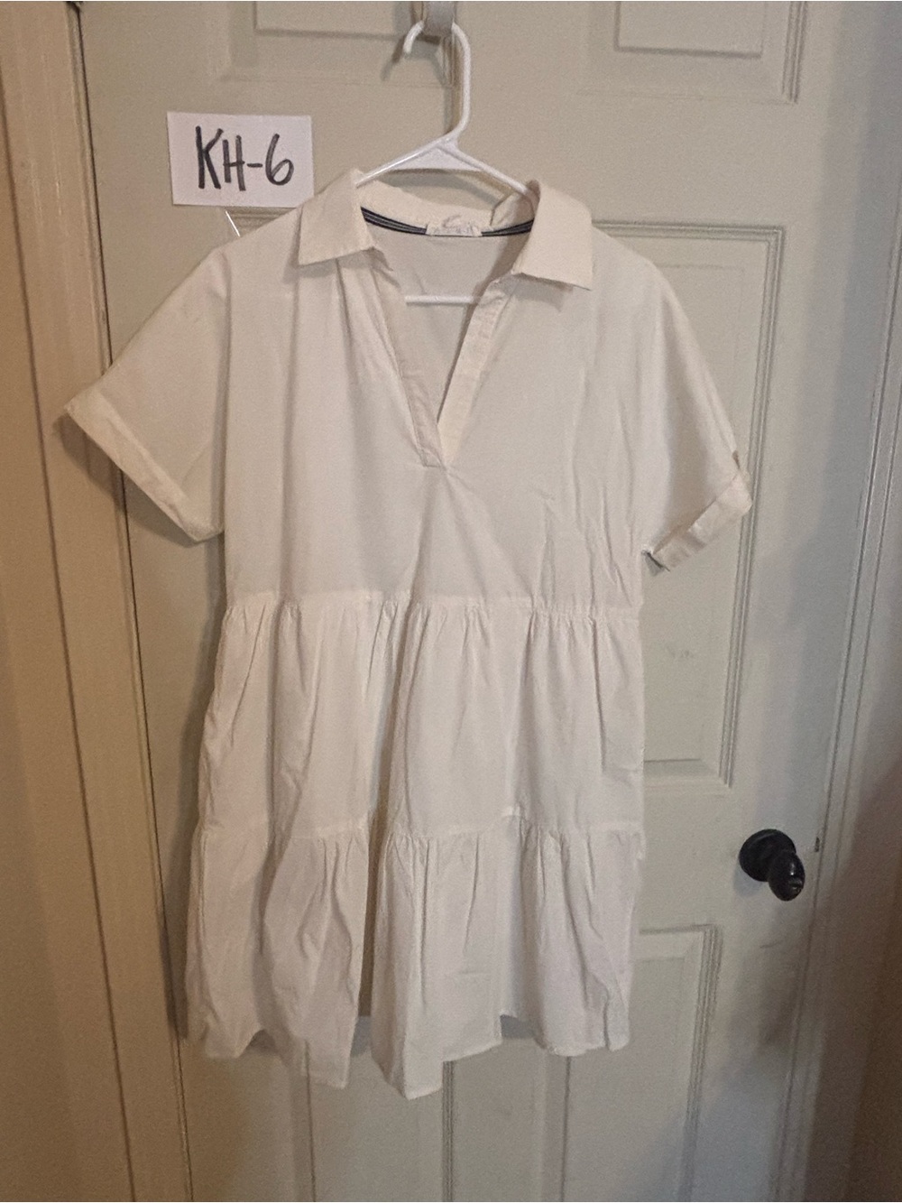 THML Cream Button-Down Shirt Dress with Collar